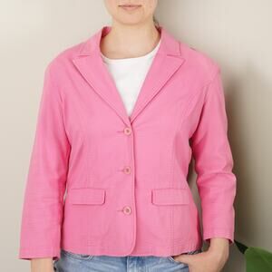 Lilly Pulitzer Vintage White Label Jacket 3/4 Sleeve Quilted Button Front Collar